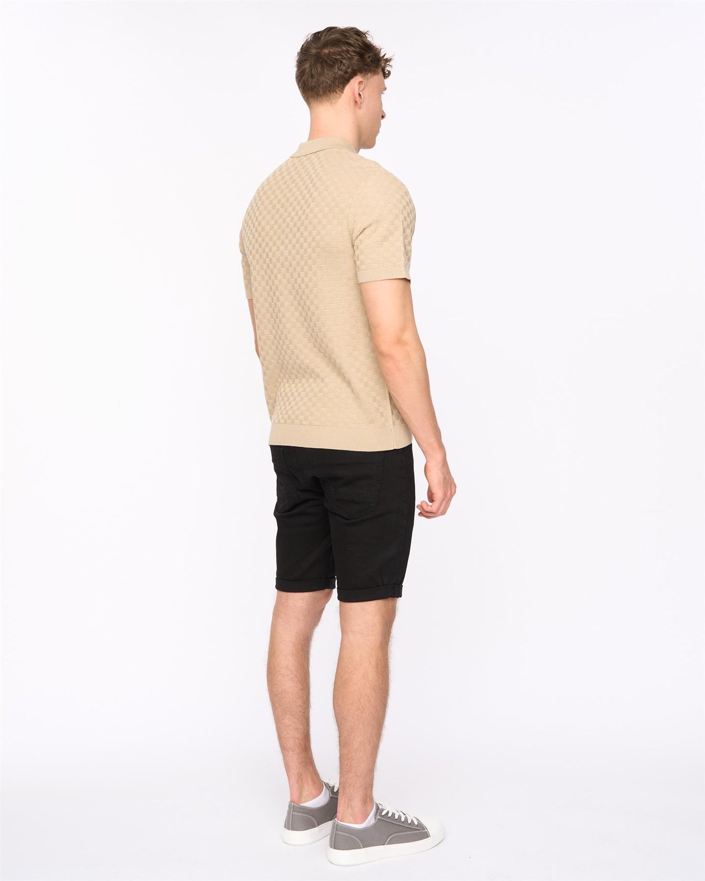 Mens Danvers Zip Knit Polo Stone