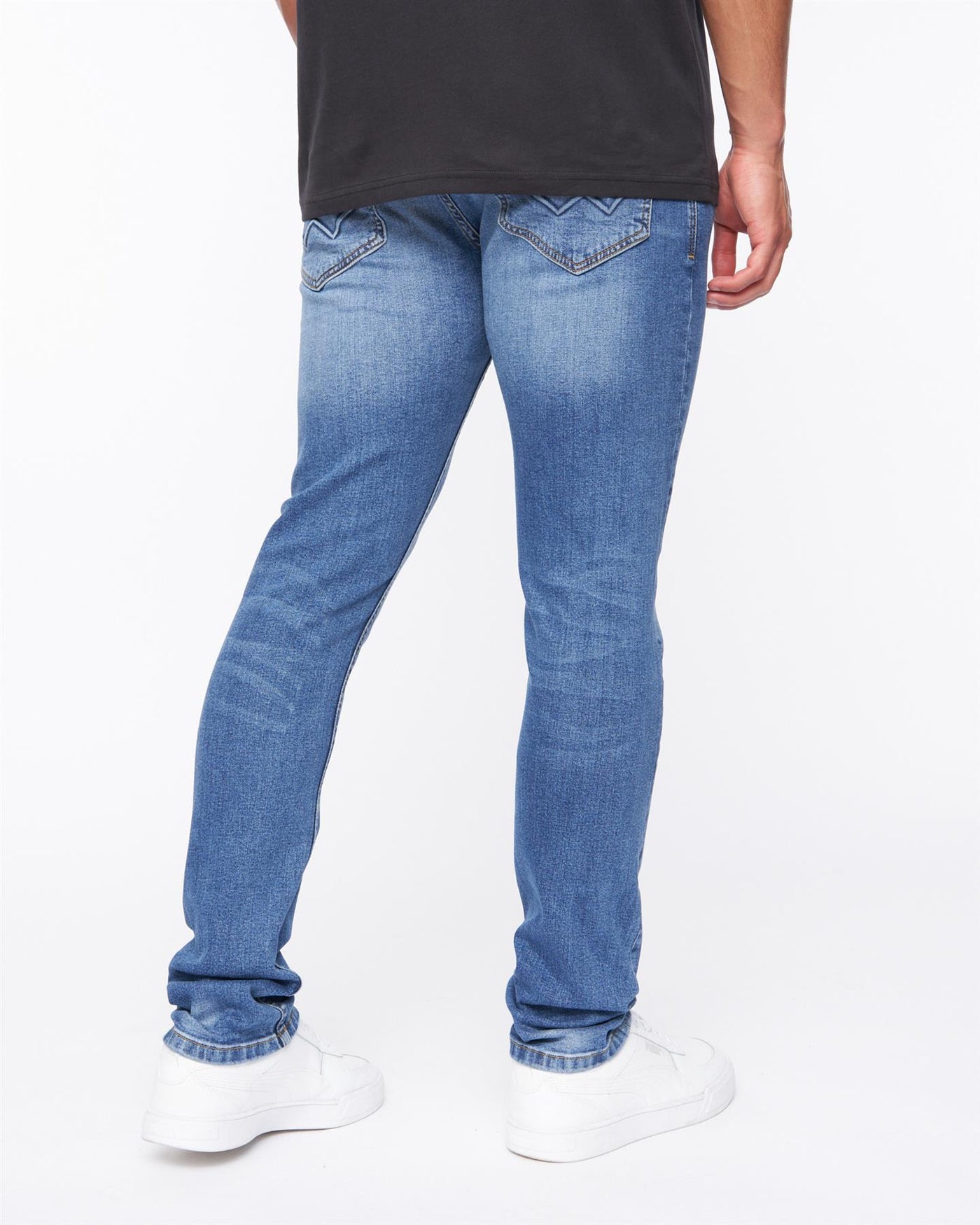 Mens Doves Slim Fit Jeans Mid Wash