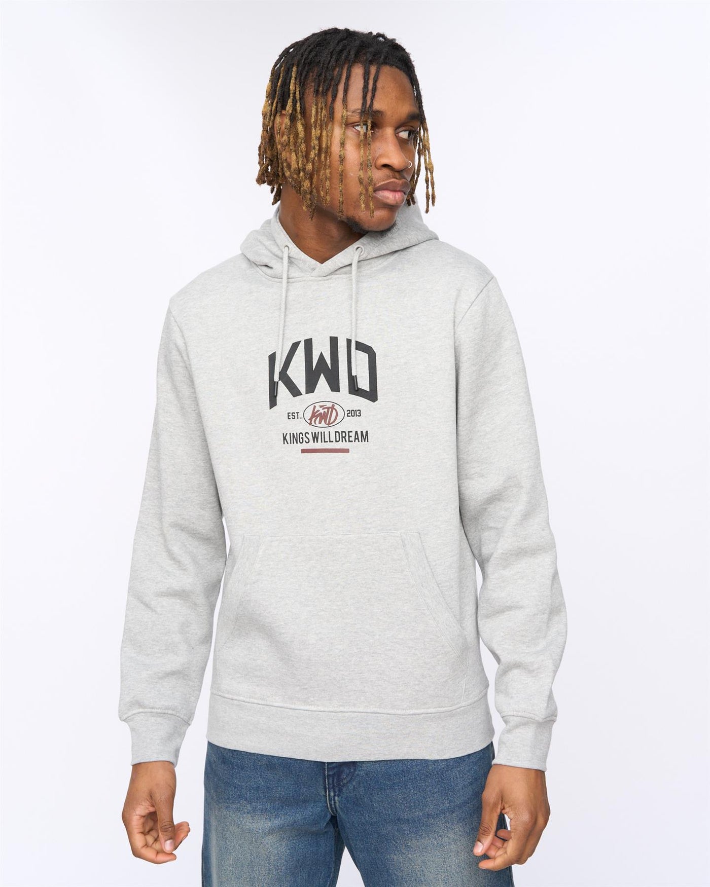 Mens Tattooed Hoodie Grey Marl