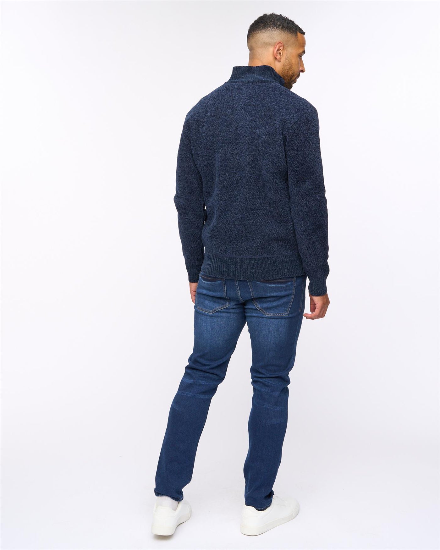 Harewood Chenille 1/4 Zip Jumper Navy