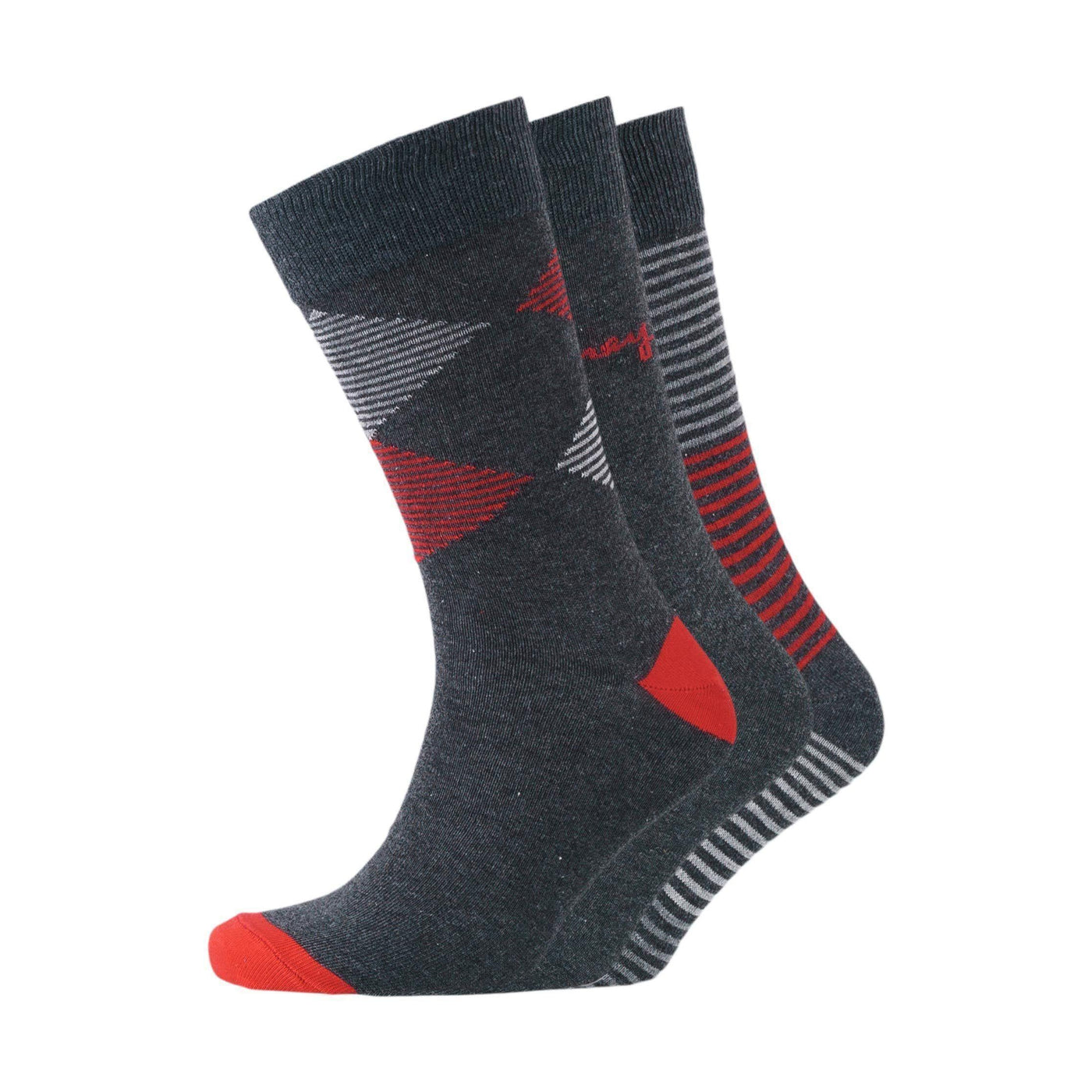 Mens Sig Line Socks 3pk - Black Assorted