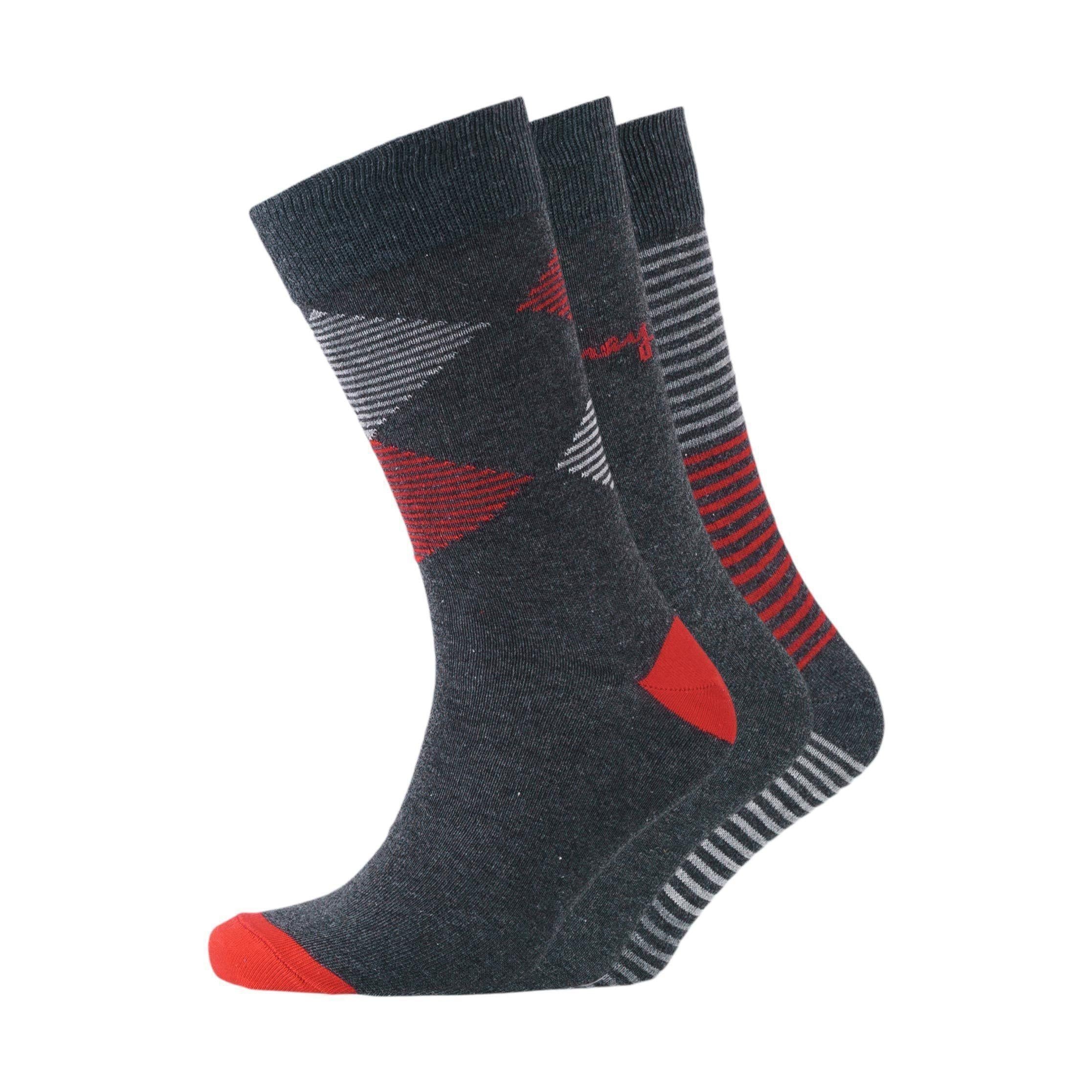 Mens Sig Line Socks 3pk - Black Assorted