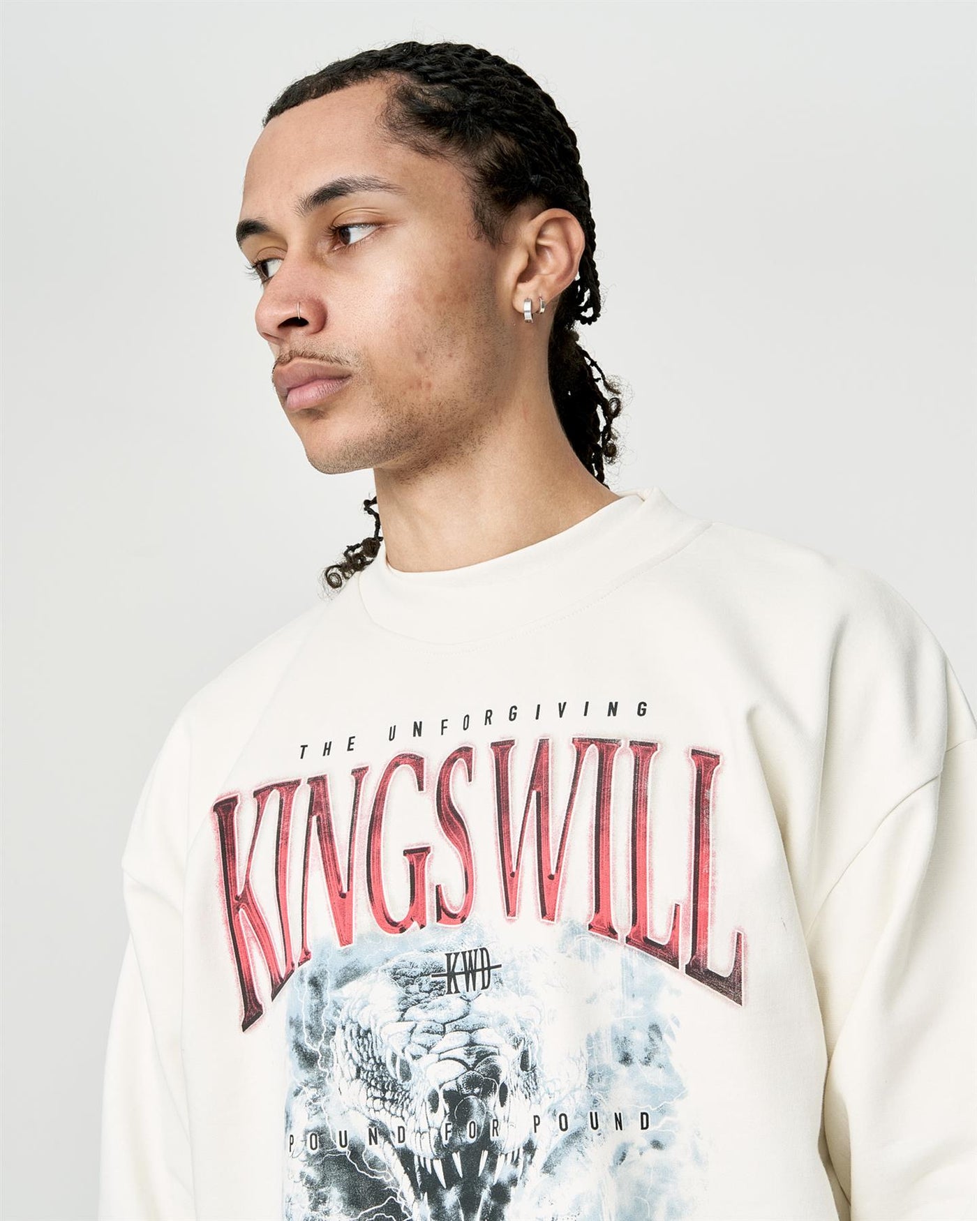 Mens Studio Snake Eyes Crew Sweat White