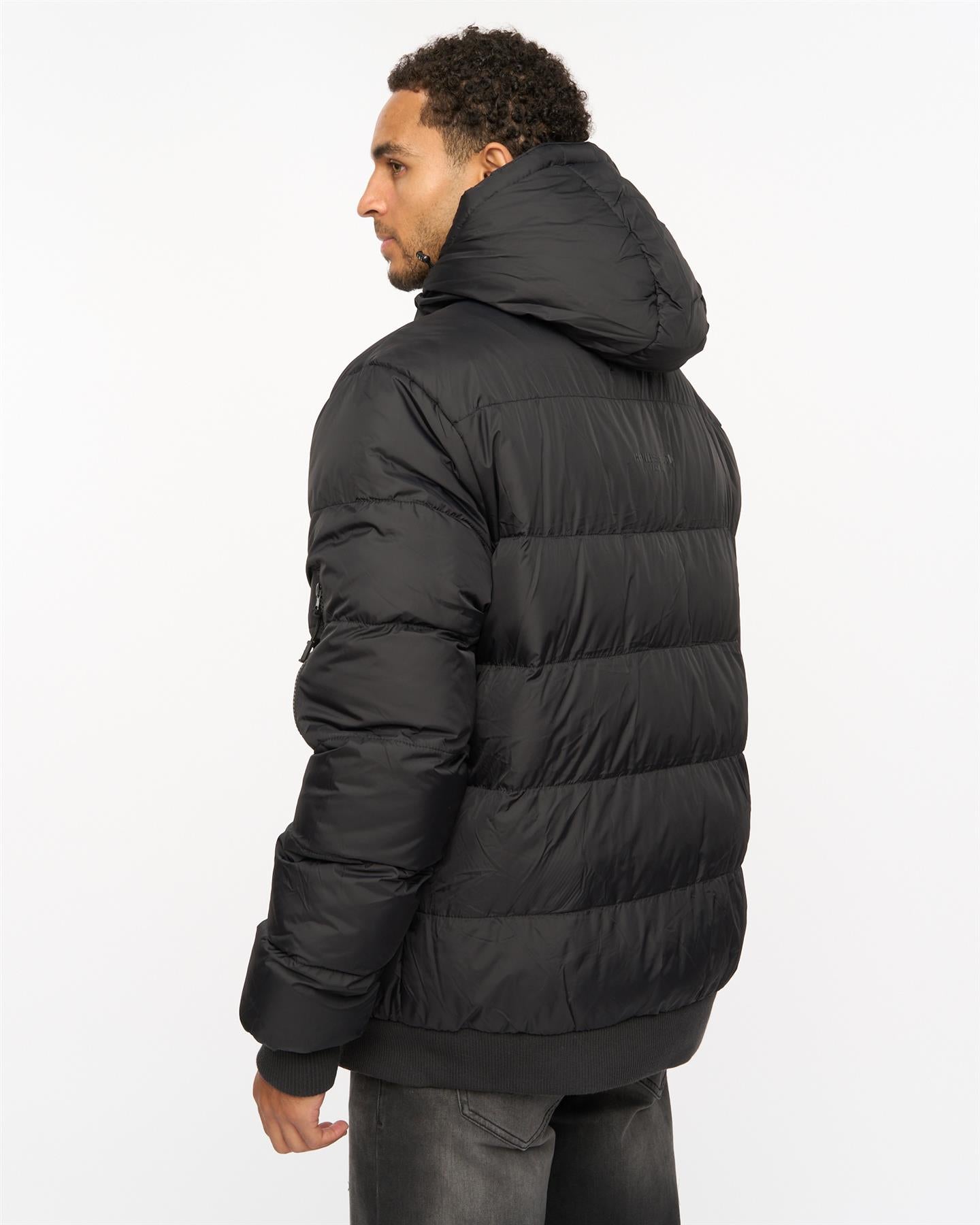 Mens Thinker Puffer Bomber Jacket Black