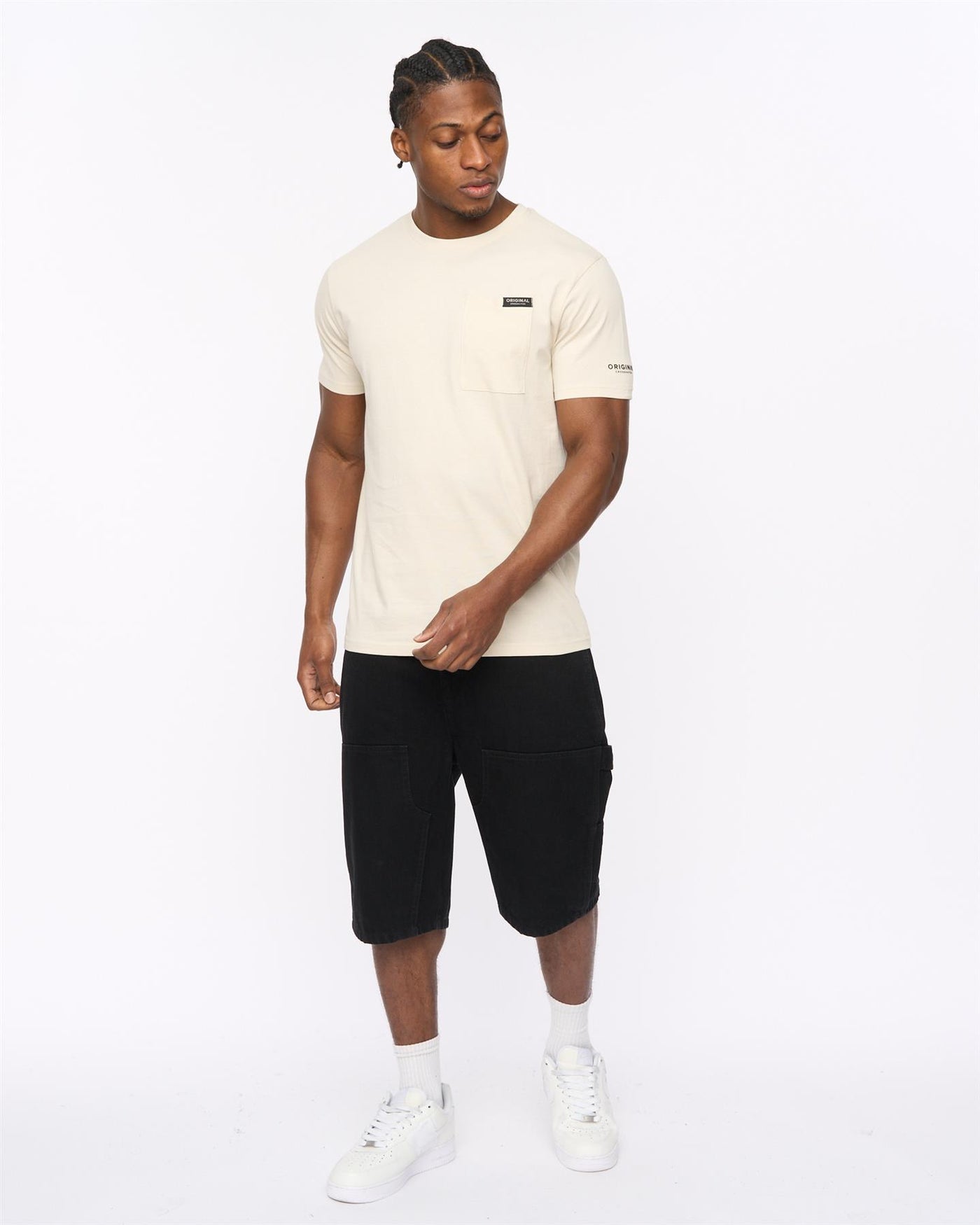 Mens Teleman Denim Shorts Black