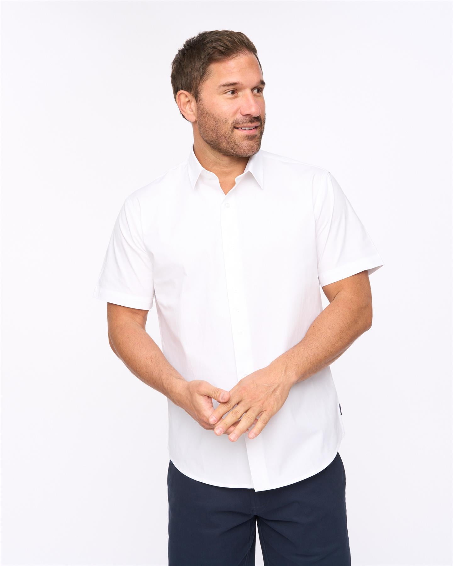 Mens Domesta Short Sleeve Shirt 2pk Navy/White