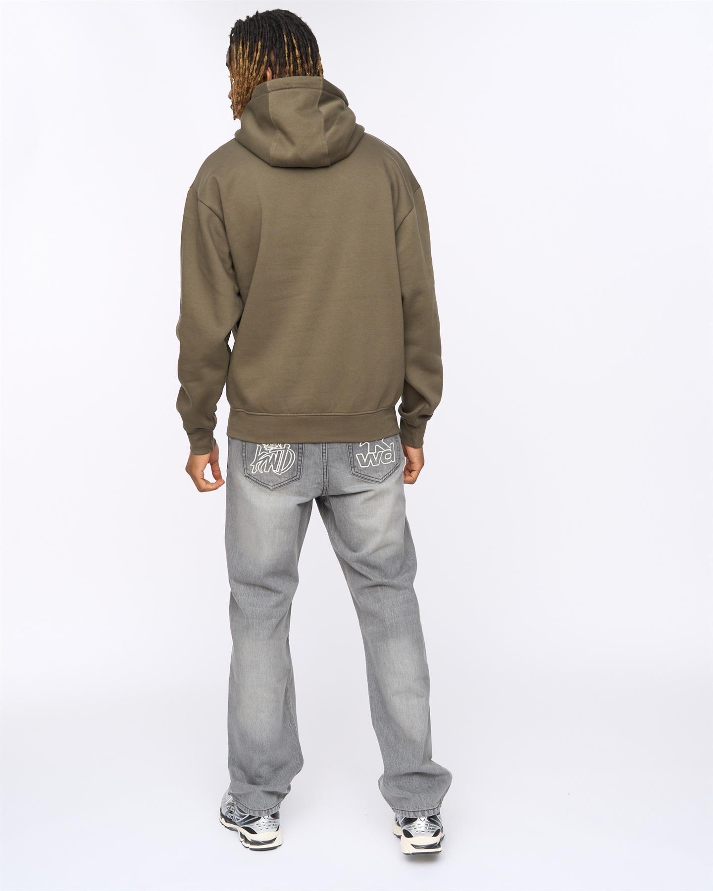 Mens Dashed Hoodie Olive