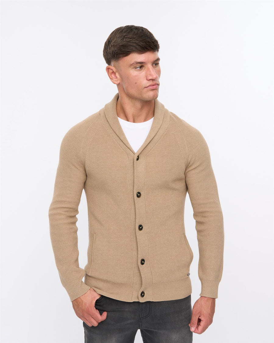 Mens Venosa Shawl Cardigan Stone
