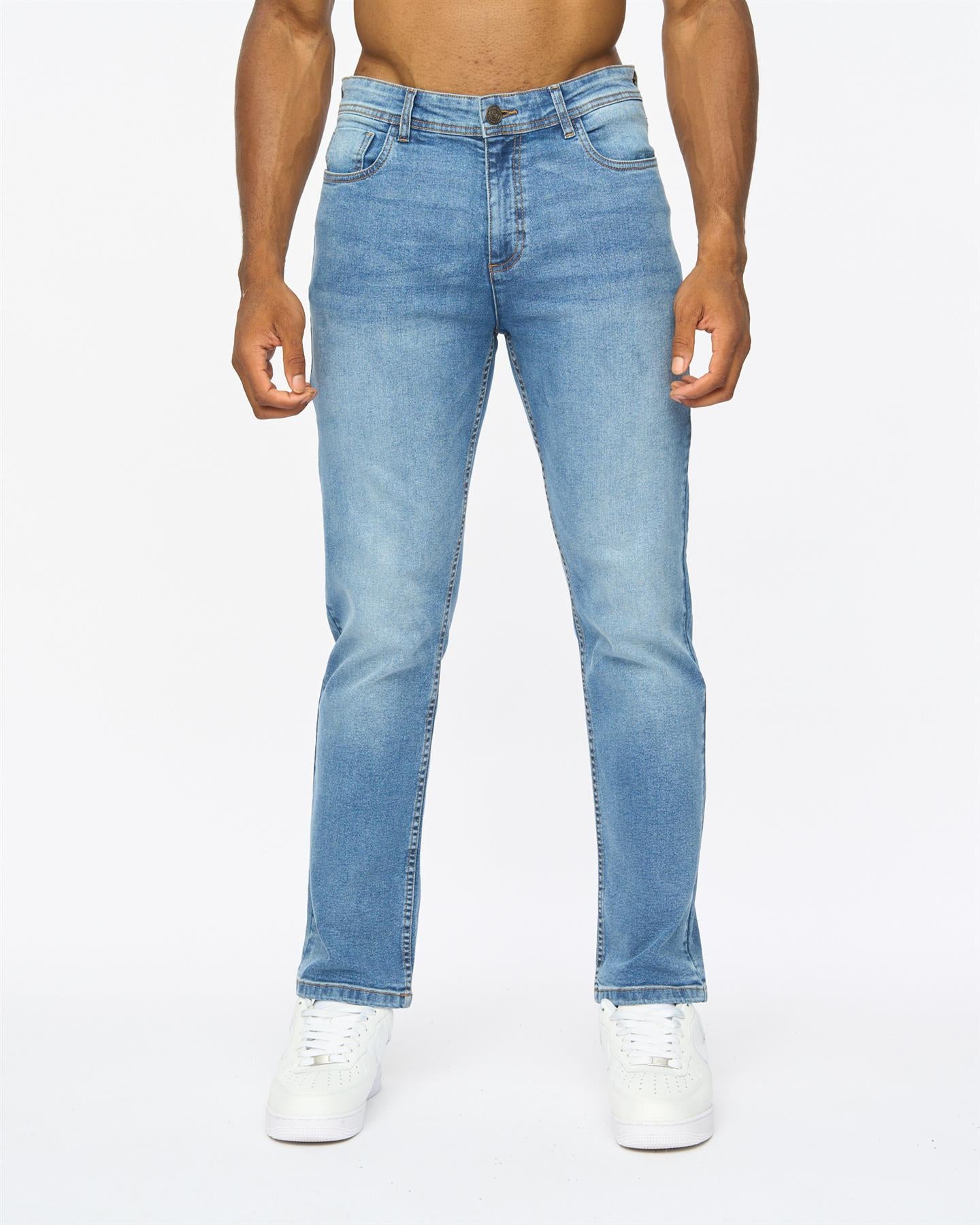 Mens Janstar Straight Leg Jeans Stone Wash