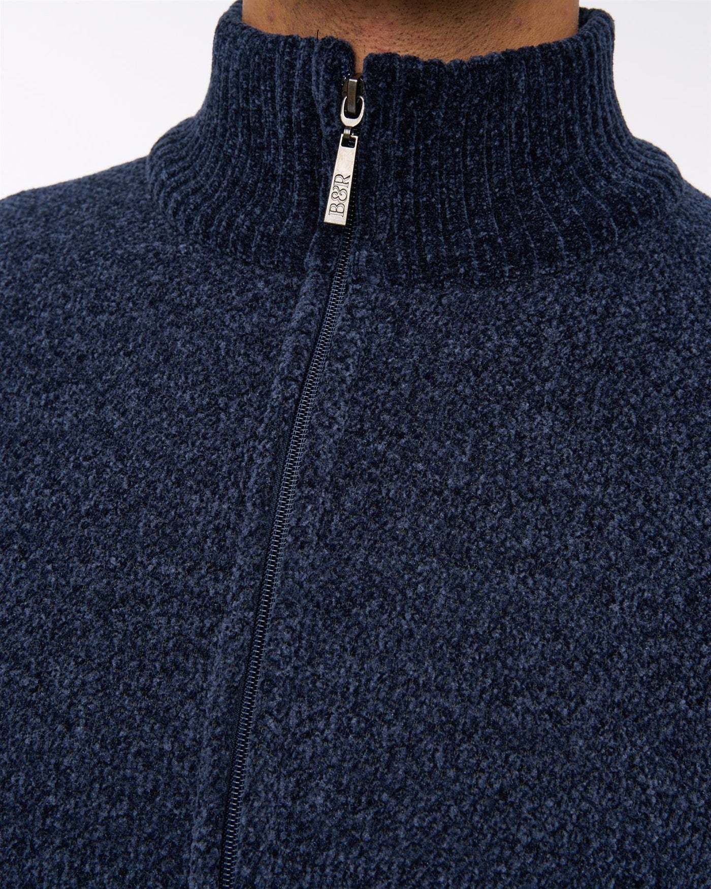 Mens Gladstone Funnel Kneck Zip Knit Navy