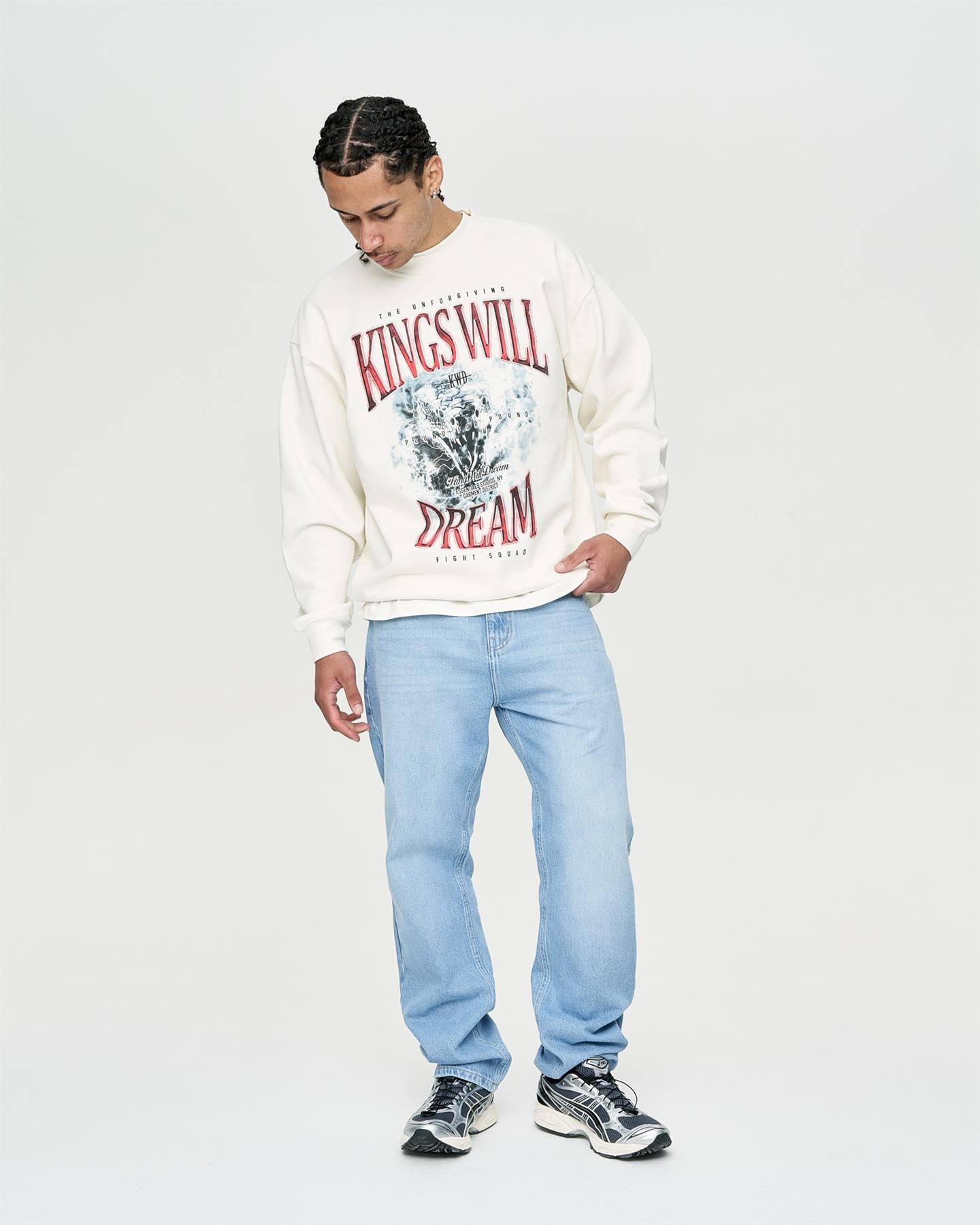 Mens Studio Snake Eyes Crew Sweat White