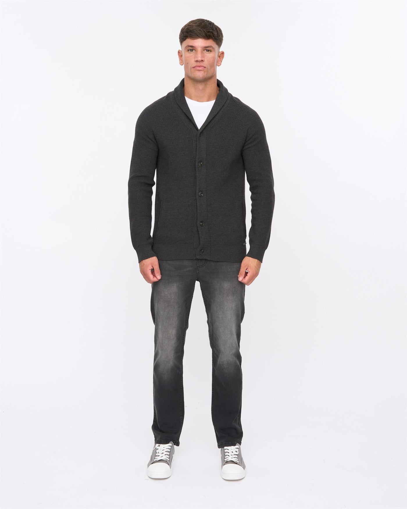 Mens Venosa Shawl Cardigan Charcoal