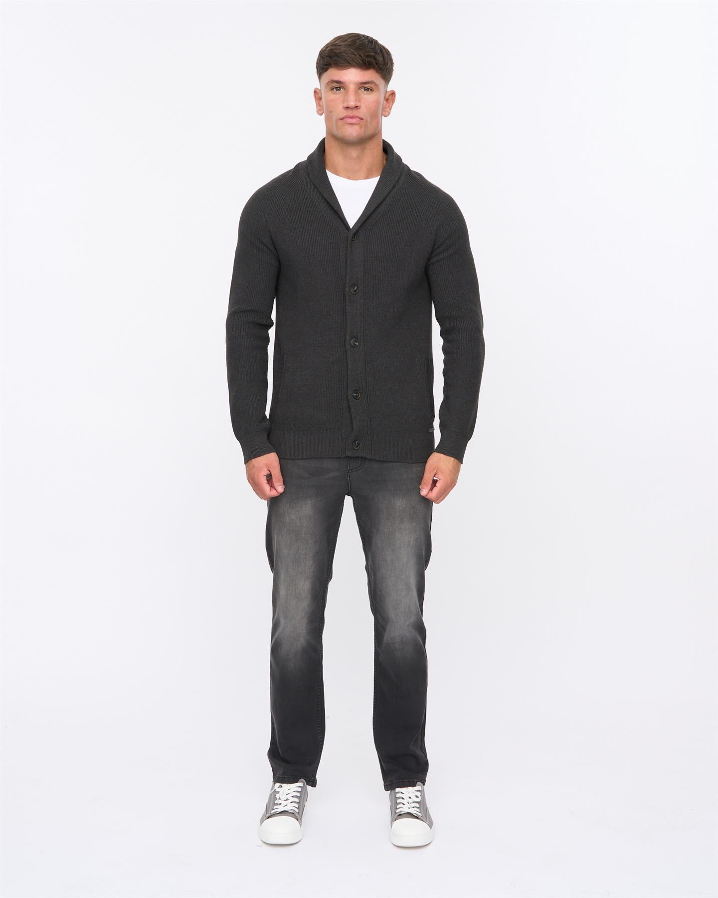 Mens Venosa Shawl Cardigan Charcoal