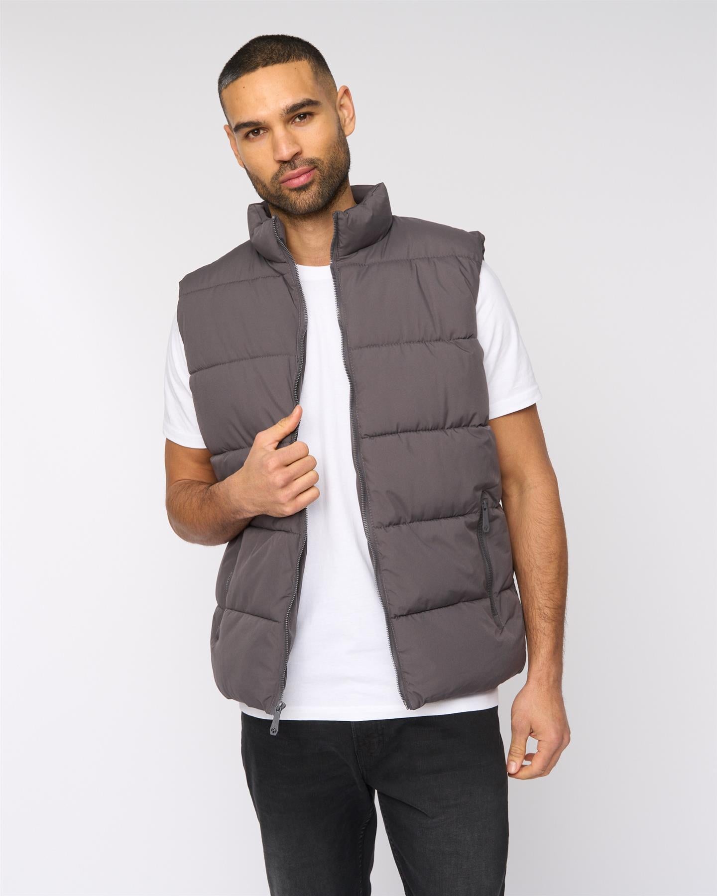 Mens Stanten Puffer Gilet Dark Grey
