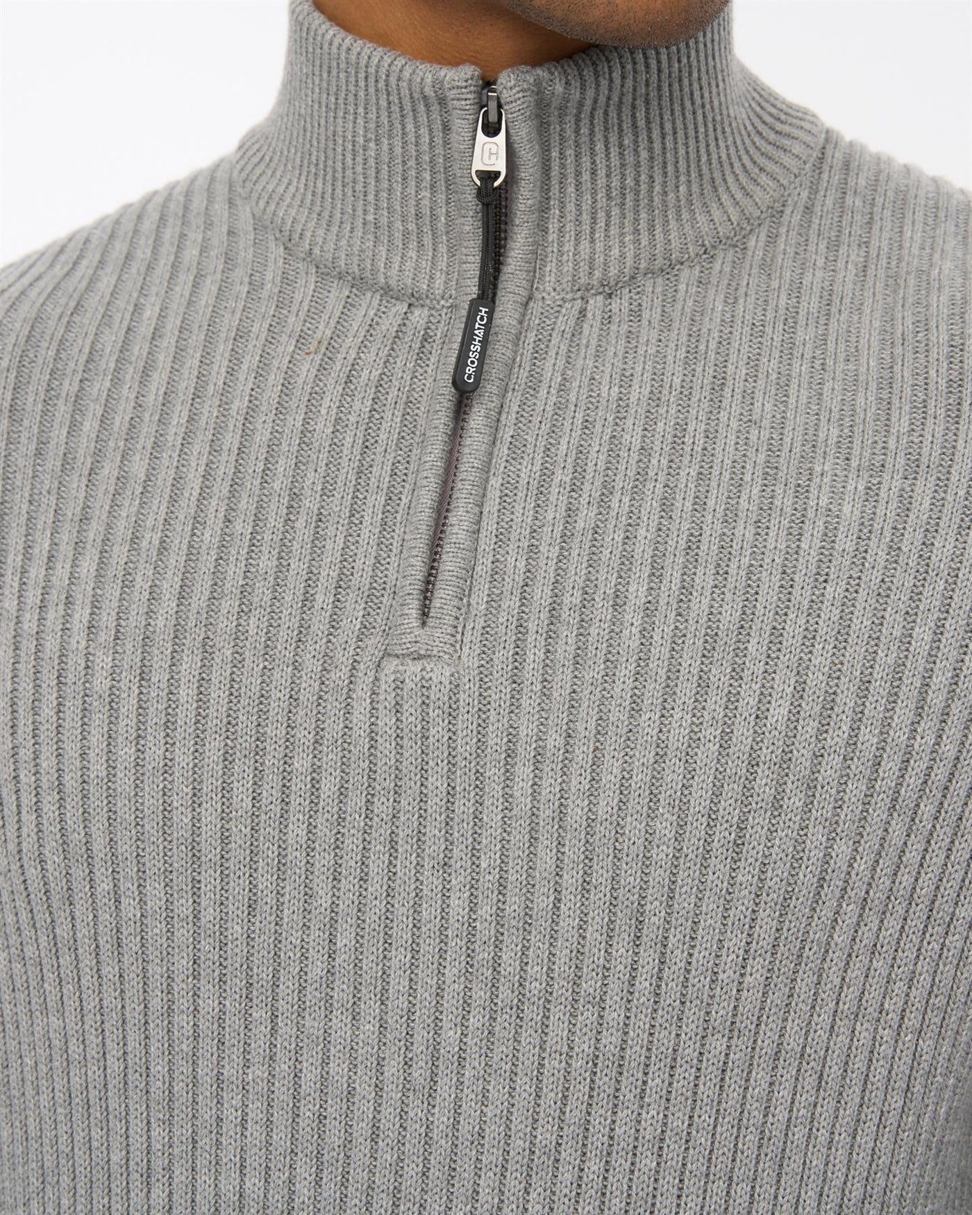 Mens Havaline 1/4 Zip Knit Grey Marl