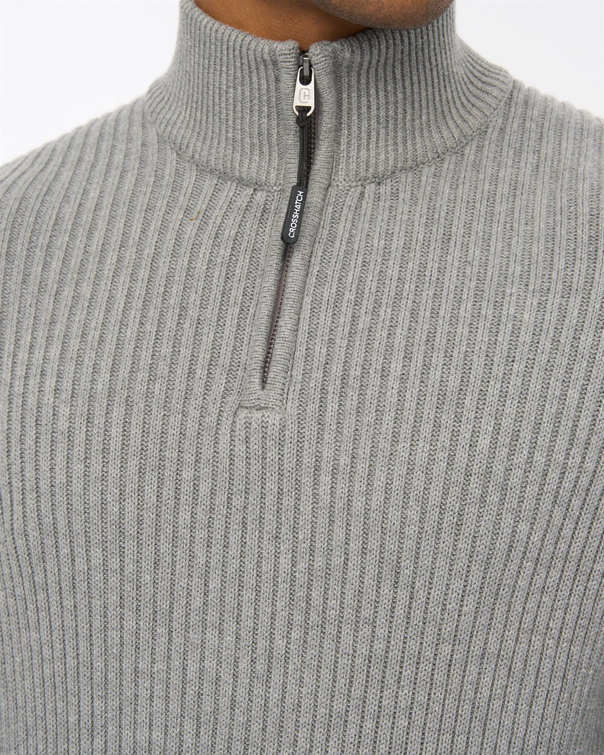 Mens Havaline 1/4 Zip Knit Grey Marl