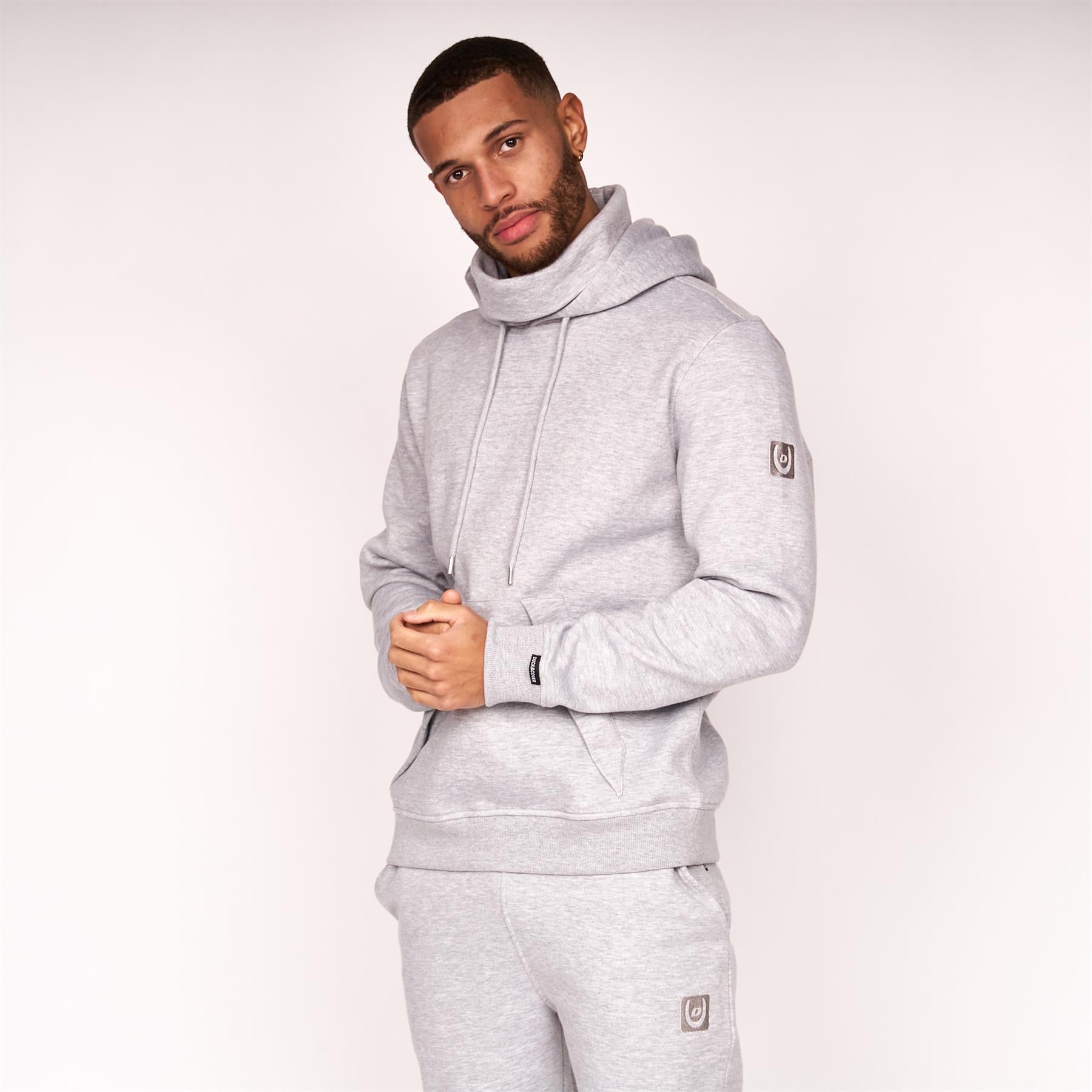 Mens Meleweres Snood Hoodie Grey Marl