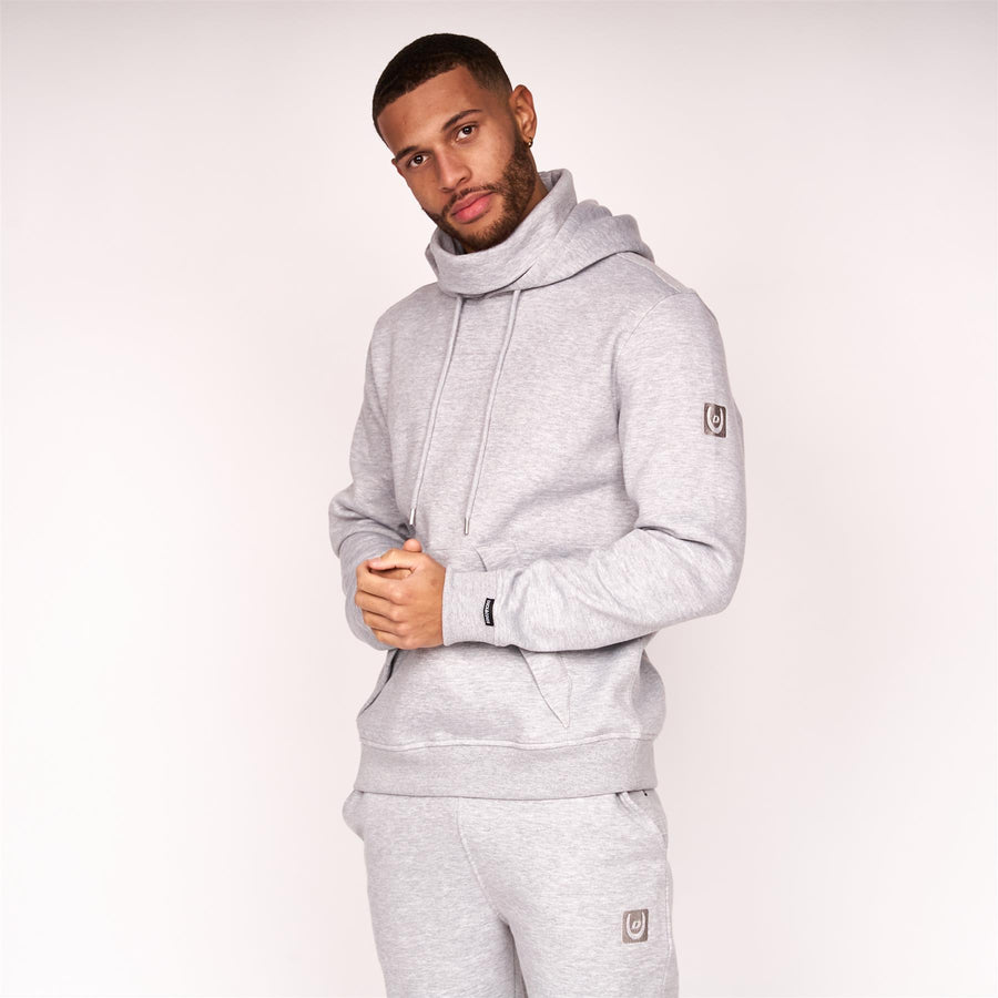 Mens Meleweres Snood Hoodie Grey Marl