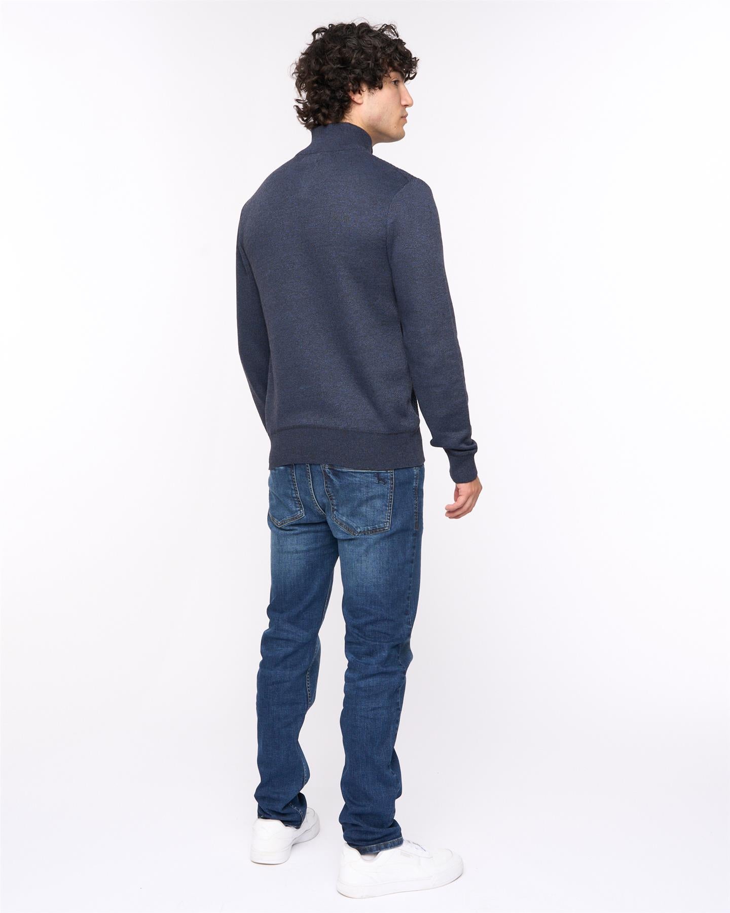 Mens Seymour Funnel Neck Knit Navy Marl