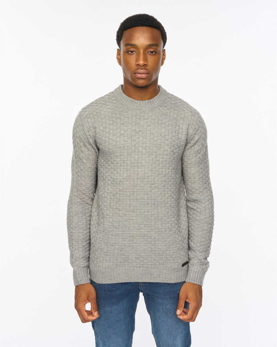 Mens Matera Textured Knit Grey Marl