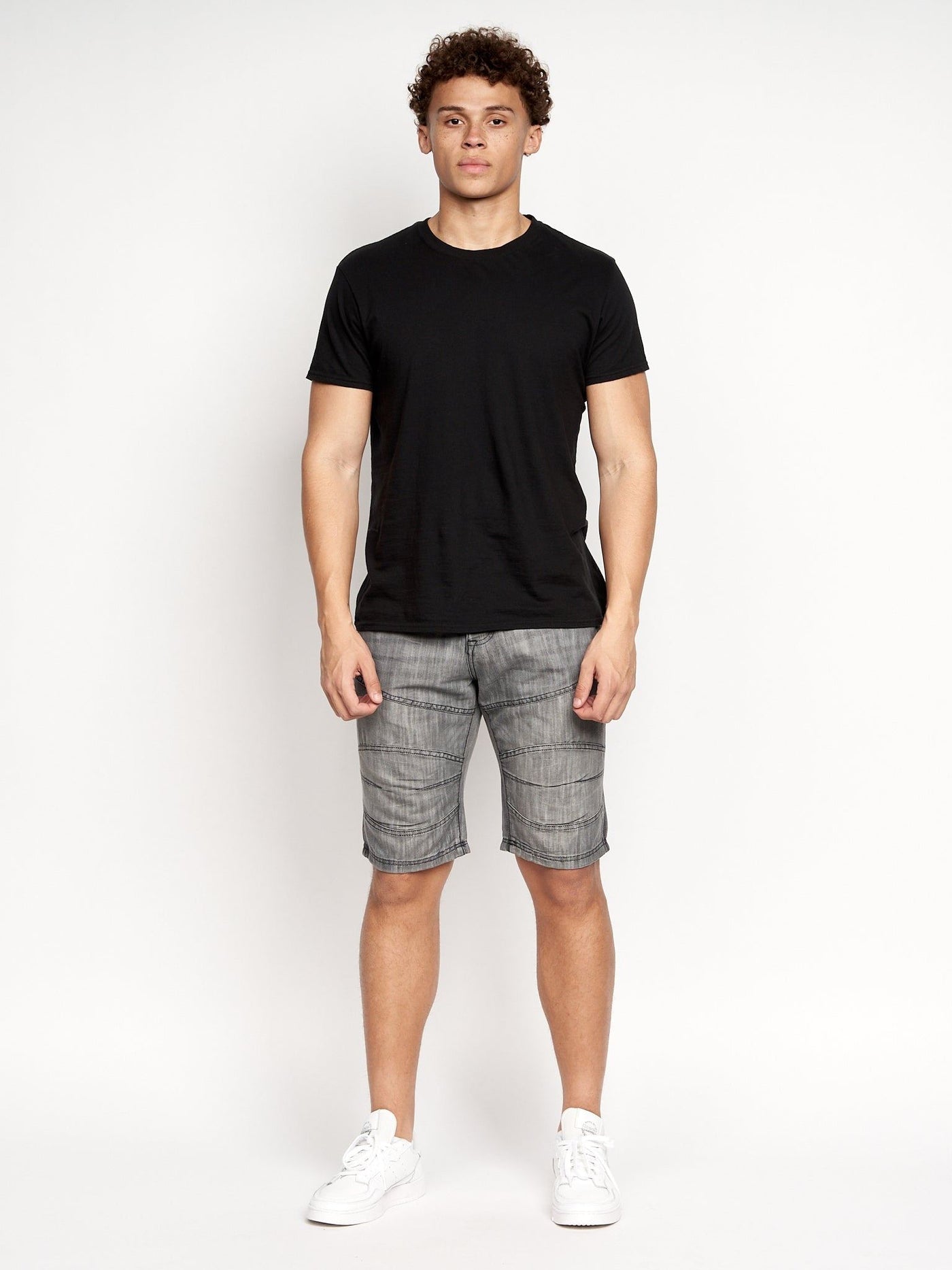 Crosshatch Mens Winston MVE Denim Shorts Dark Grey