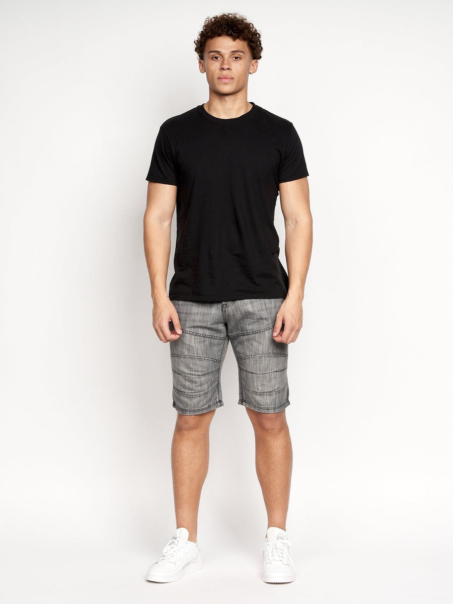 Crosshatch Mens Winston MVE Denim Shorts Dark Grey