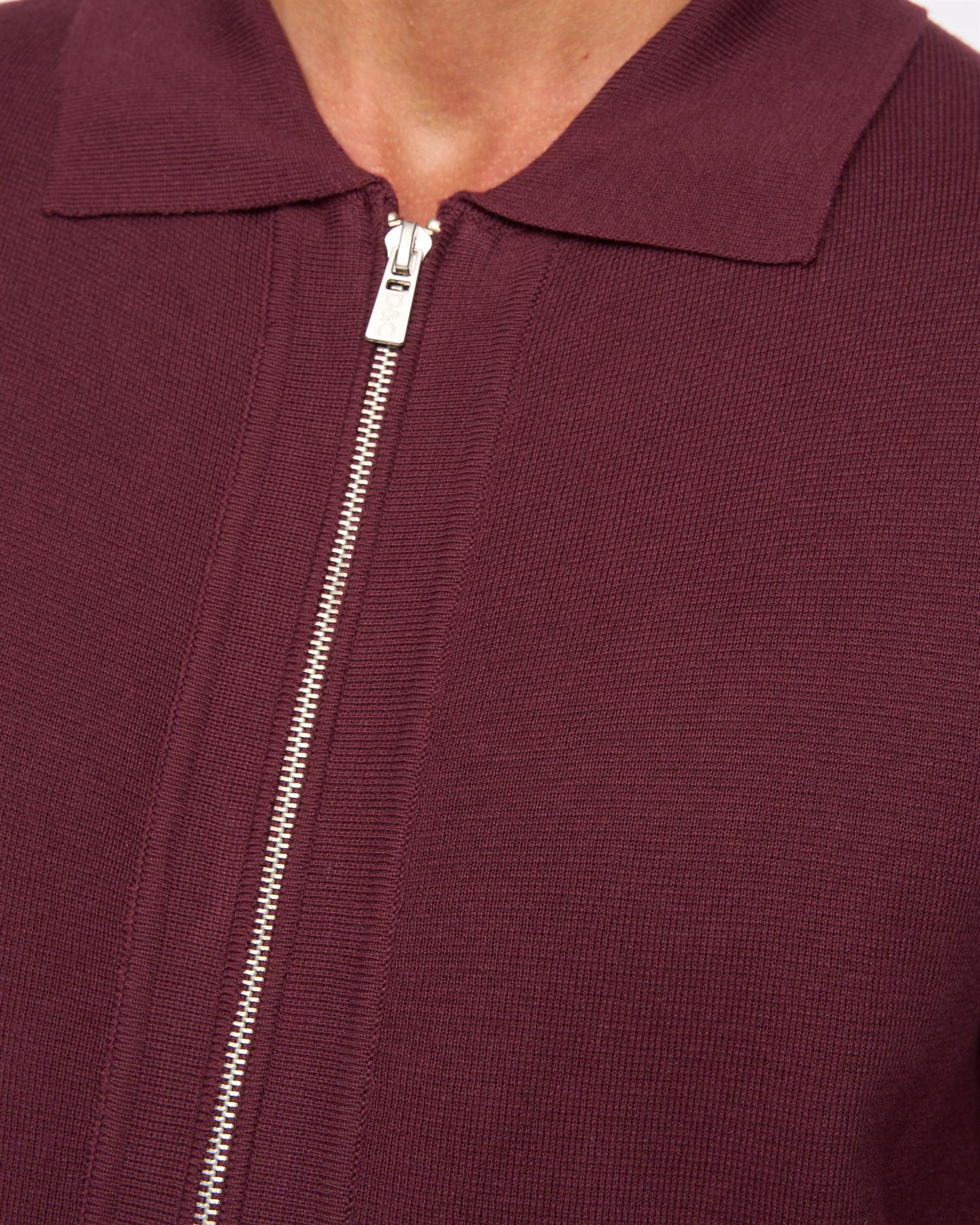 Mens Melfi Zip Thru Knit Raisin