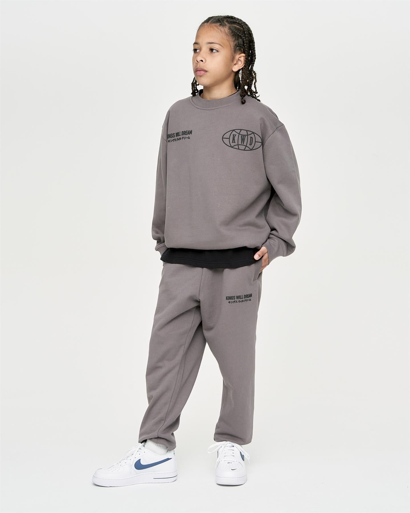Kids Boys Studio Duo Line Crew Sweat Grey