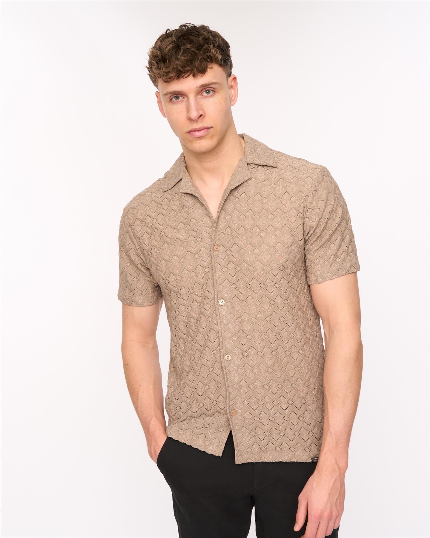 Mens Foxborough Knit Shirt Taupe