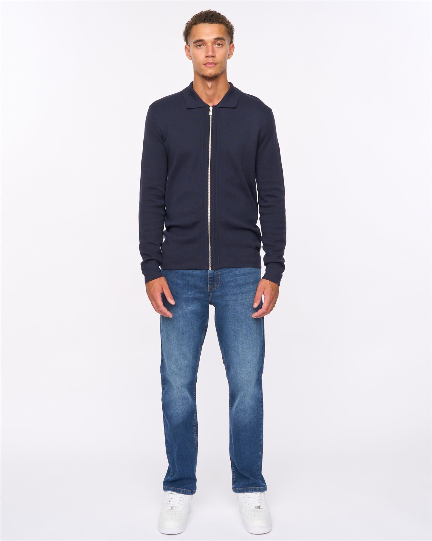 Mens Melfi Zip Thru Knit Navy
