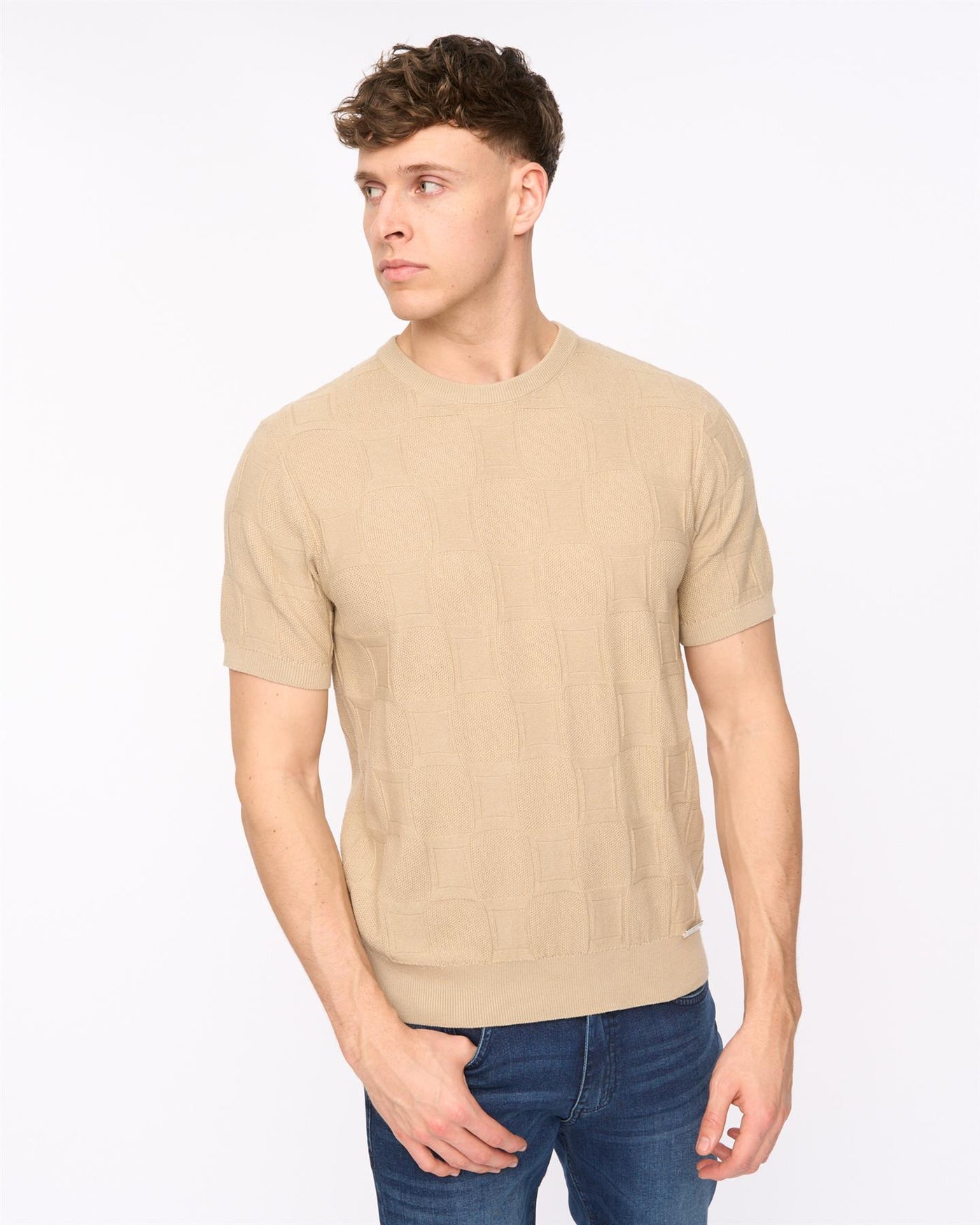 Mens Littleton Knit T-Shirt Light Stone