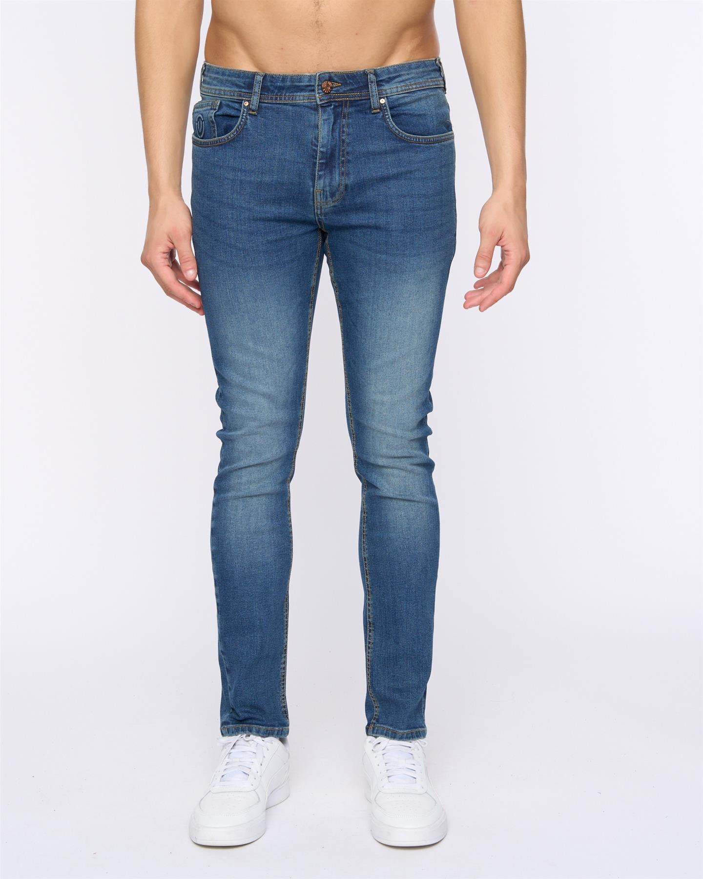 Mens Overburg Tapered Jeans Mid Wash