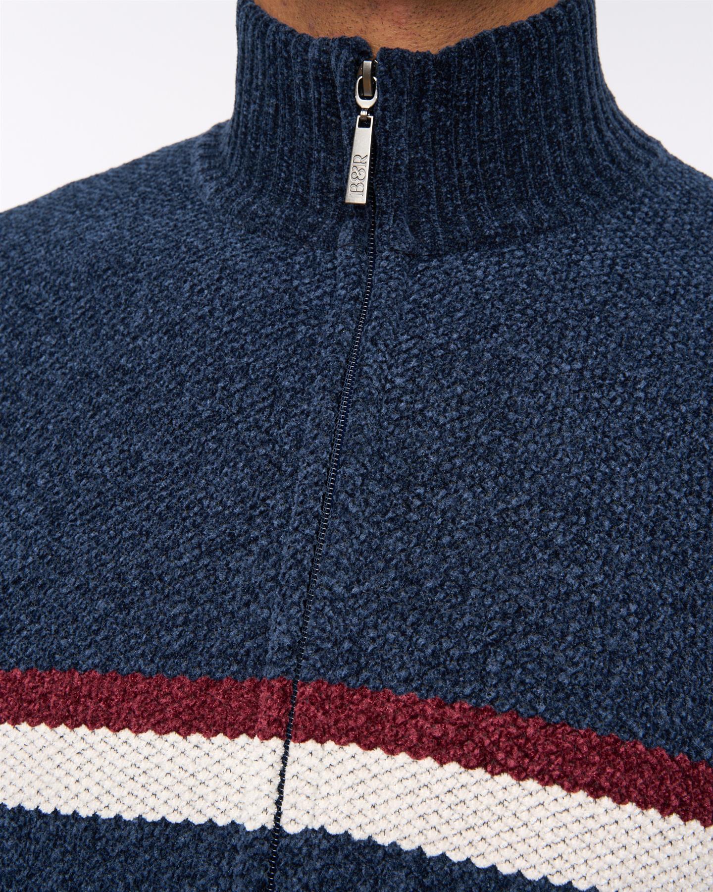 Stampton Chenille Full Zip Jumper Navy