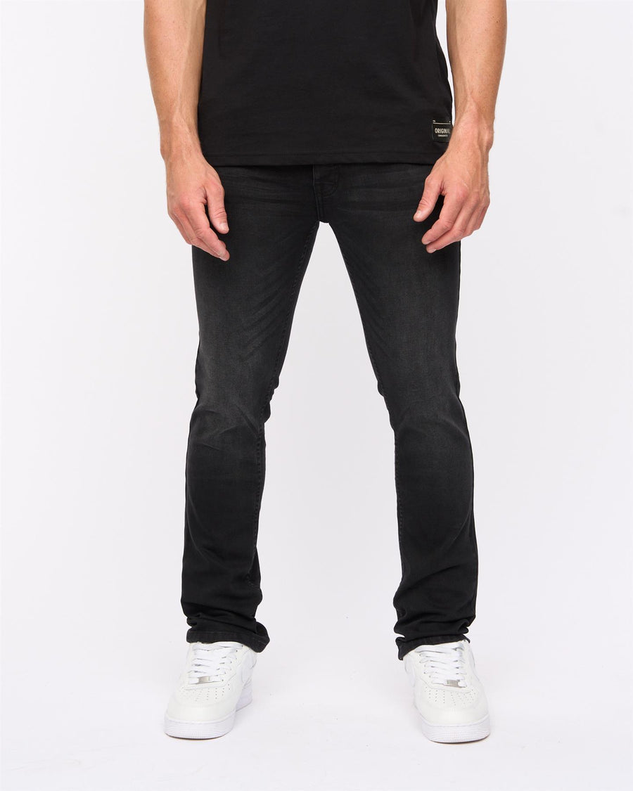 Crosshatch Mens Malcolm Slim Fit Jeans Black Wash