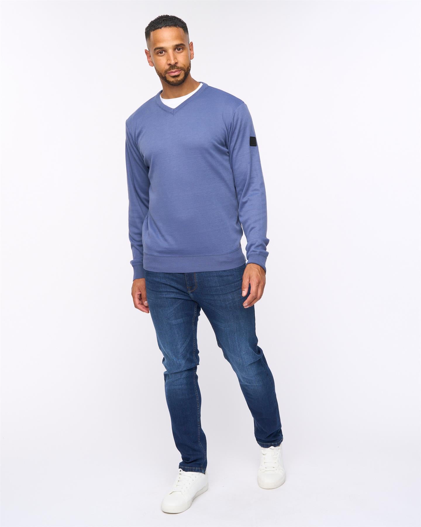 Tinworth V-Neck Jumper Denim Marl