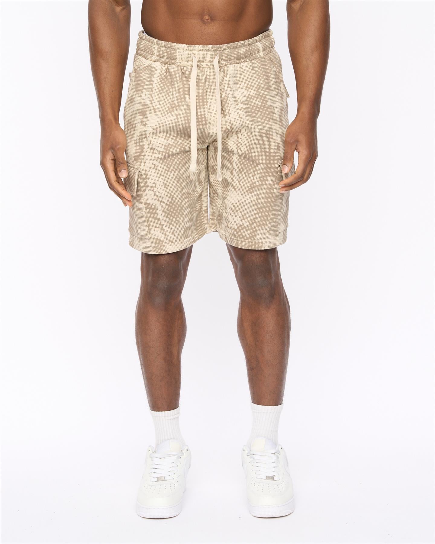 Mens Bardon Camo Cargo Shorts Light Stone