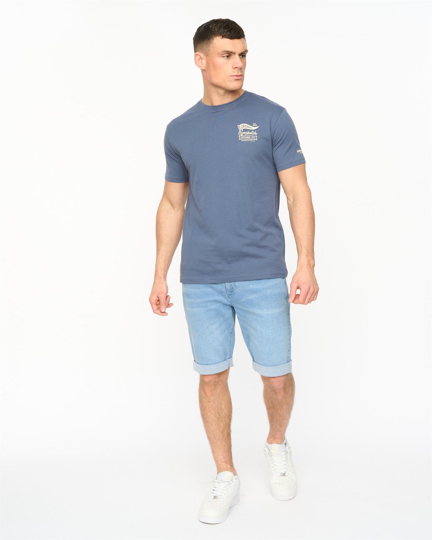 Mens Youlgreeve Belted Denim Shorts Light Wash
