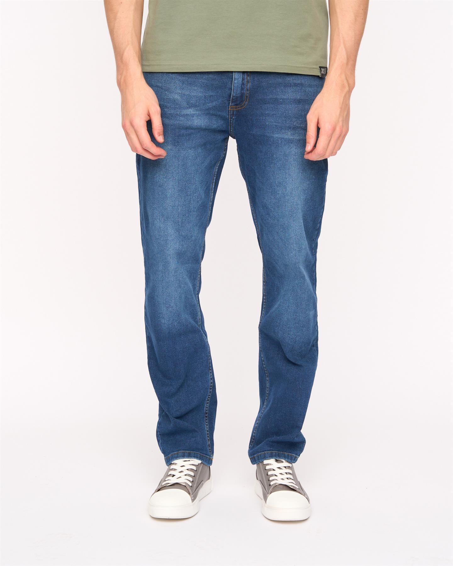 Mens Crestline Straight Leg Jeans Mid Wash