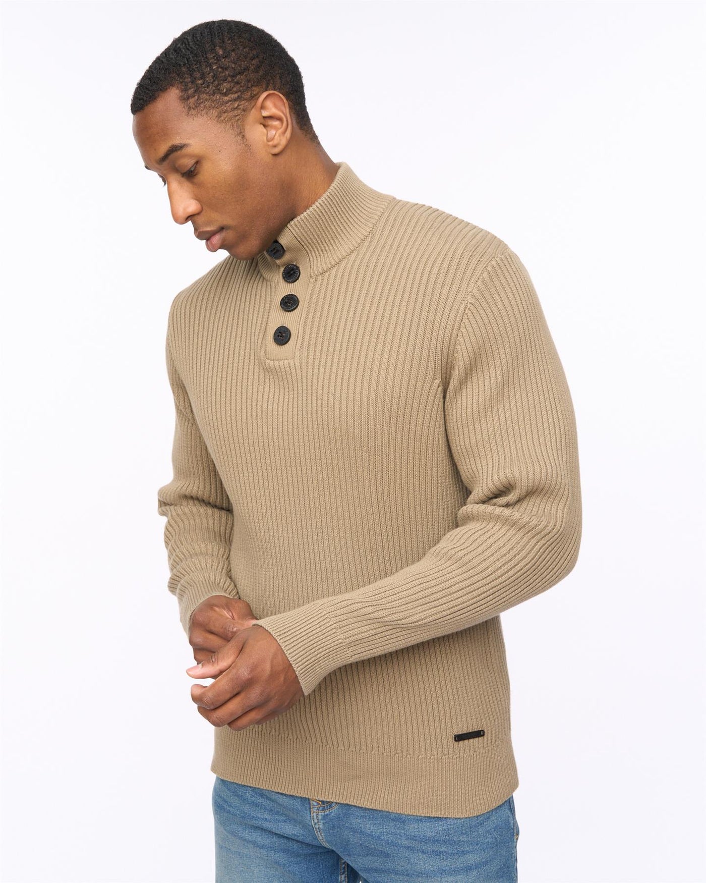 Mens Wellburys Chunky Knit Taupe
