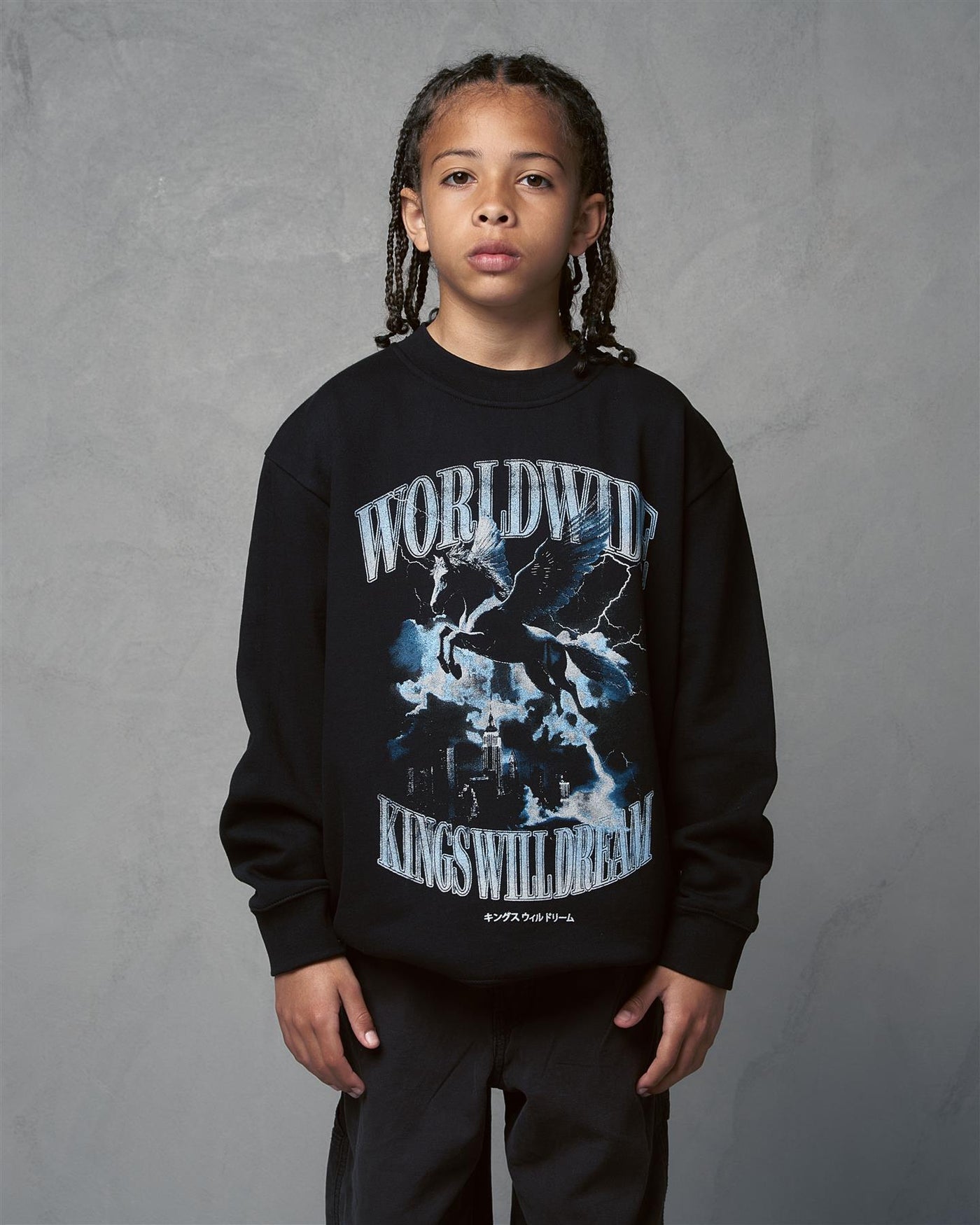 Kids Boys Studio Worldaround Crew Sweat Black