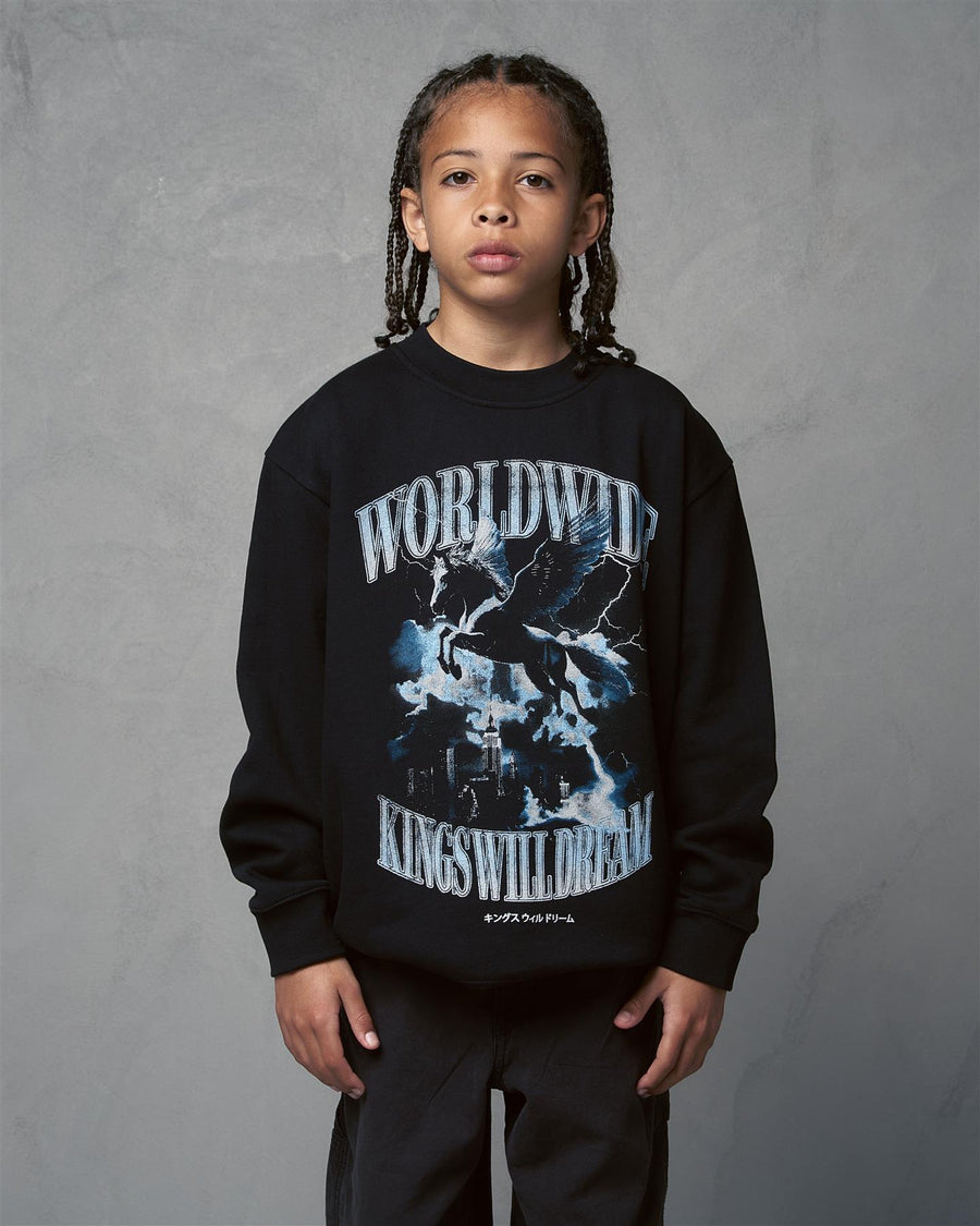 Kids Boys Studio Worldaround Crew Sweat Black