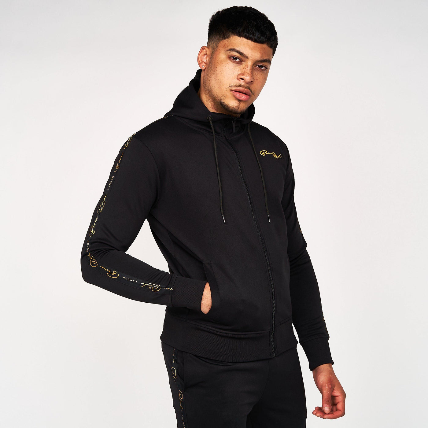 Born Rich Mens Daprela Tracktop Hoodie Black