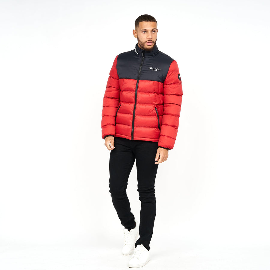 Born Rich Mens Lyden Puffa Jacket Tango Red