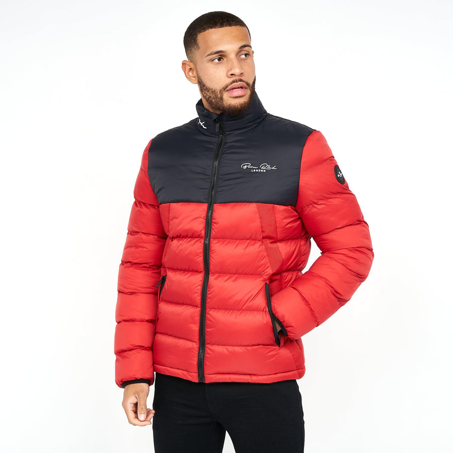 Born Rich Mens Lyden Puffa Jacket Tango Red