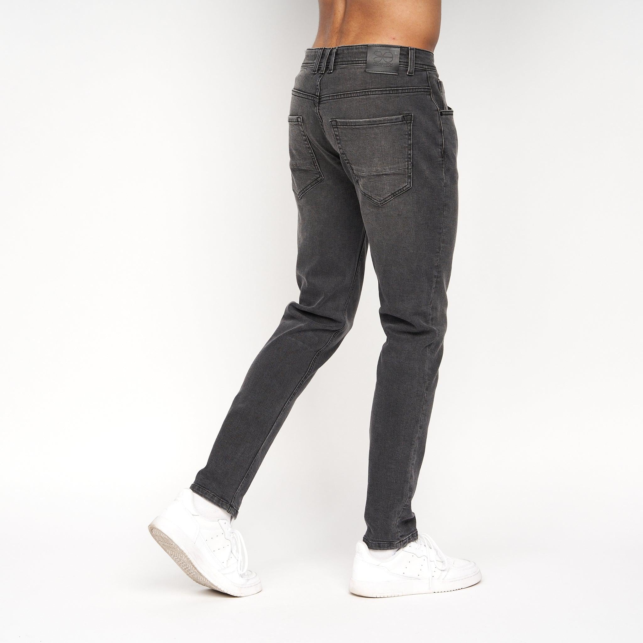 Crosshatch Mens Malcolm Slim Fit Jeans Dark Charcoal