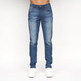 Crosshatch Mens Malcolm Slim Fit Jeans Stone Wash