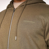 Crosshatch Mens Hoodsmore Zip Thru Hoodie Olive