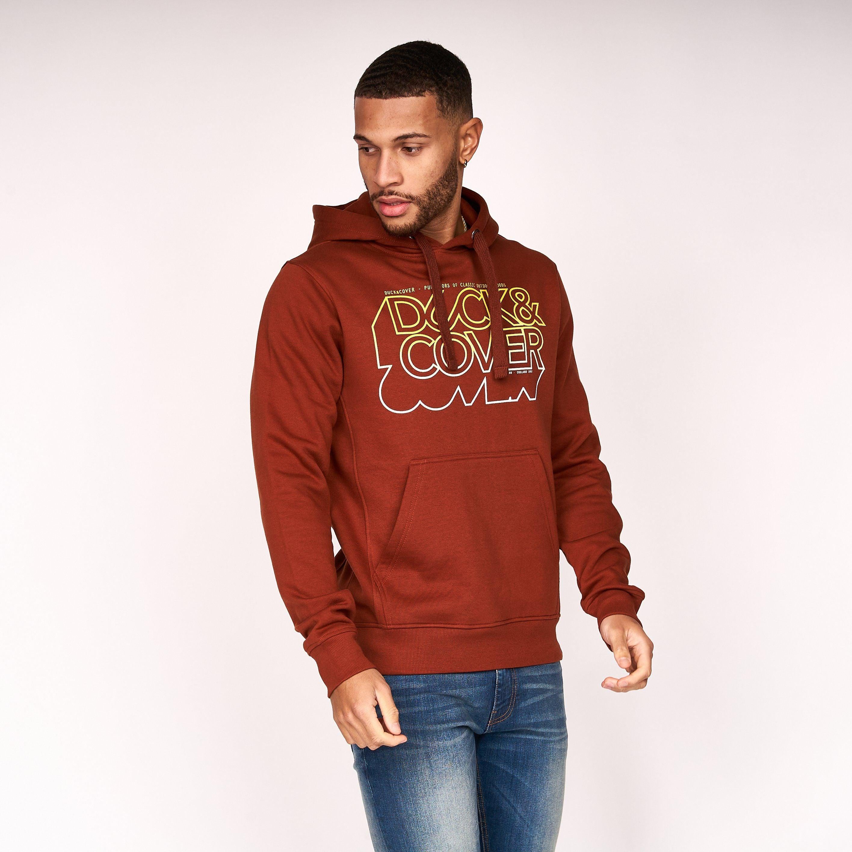 Duck and Cover Mens Fillberts Hoodie Brick Red