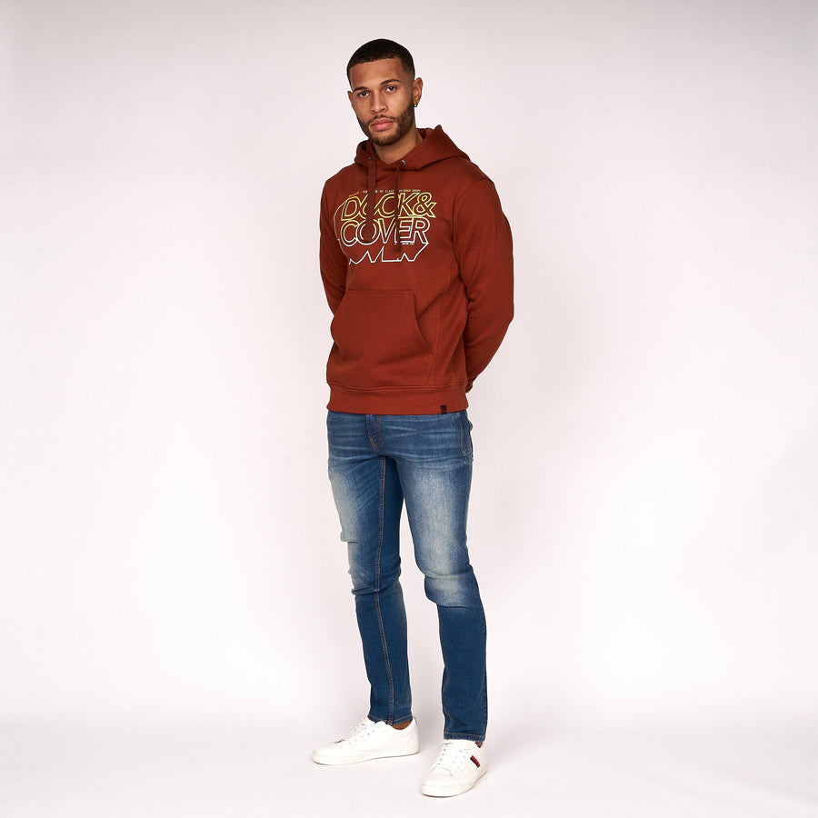 Duck and Cover Mens Fillberts Hoodie Brick Red