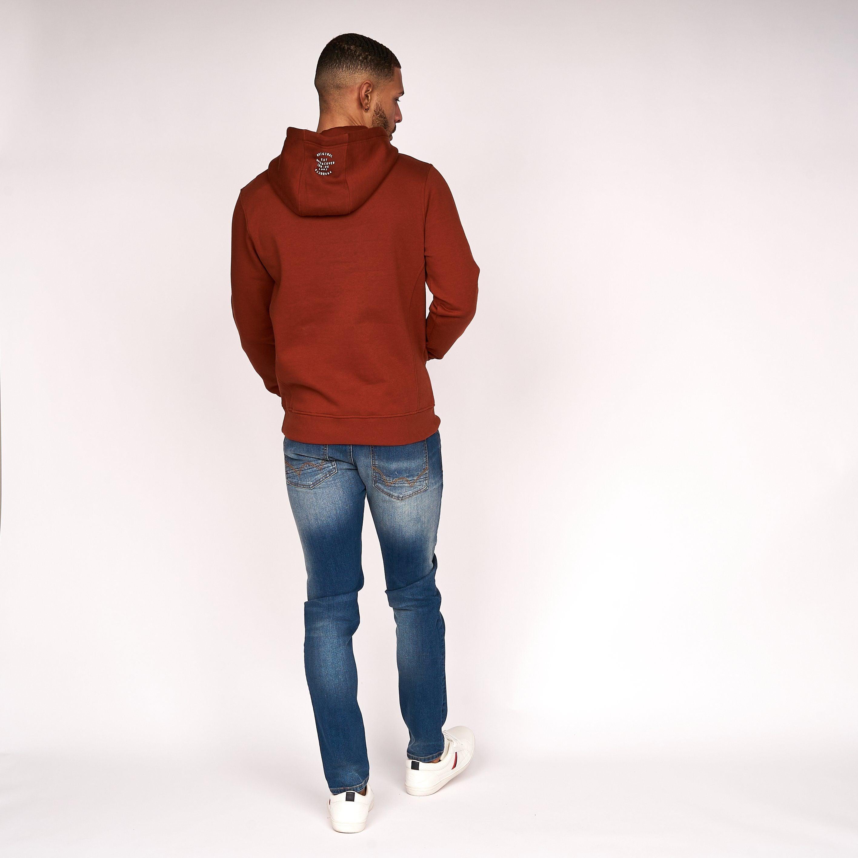 Duck and Cover Mens Fillberts Hoodie Brick Red